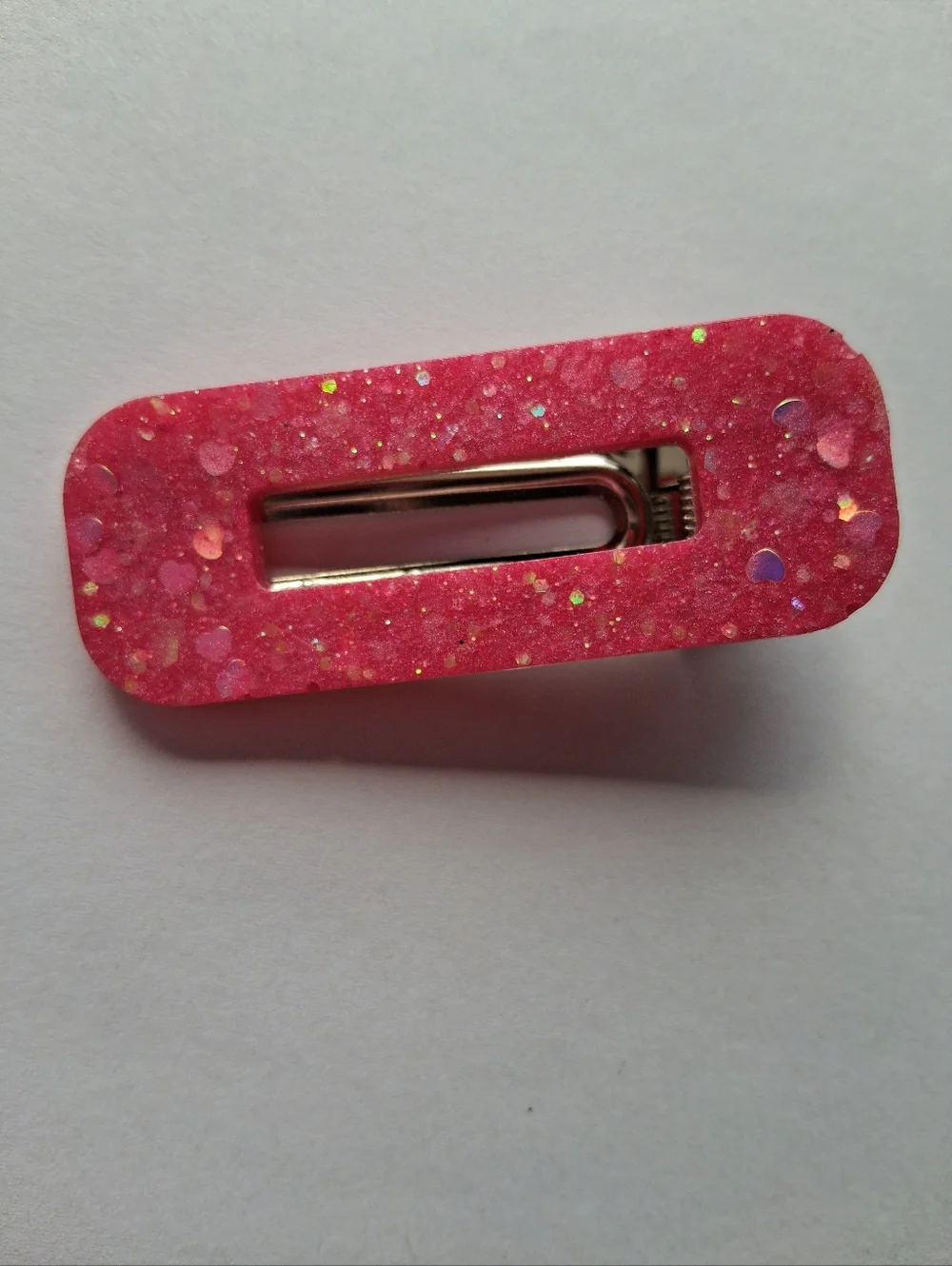 5/$25 Hand Crafted Hot Pink Glitter Resin Hair Clip